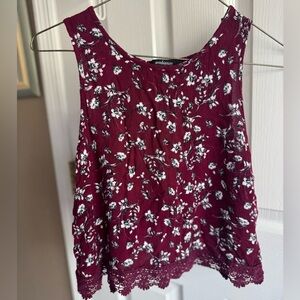 Ambiance Maroon Floral Tank Top